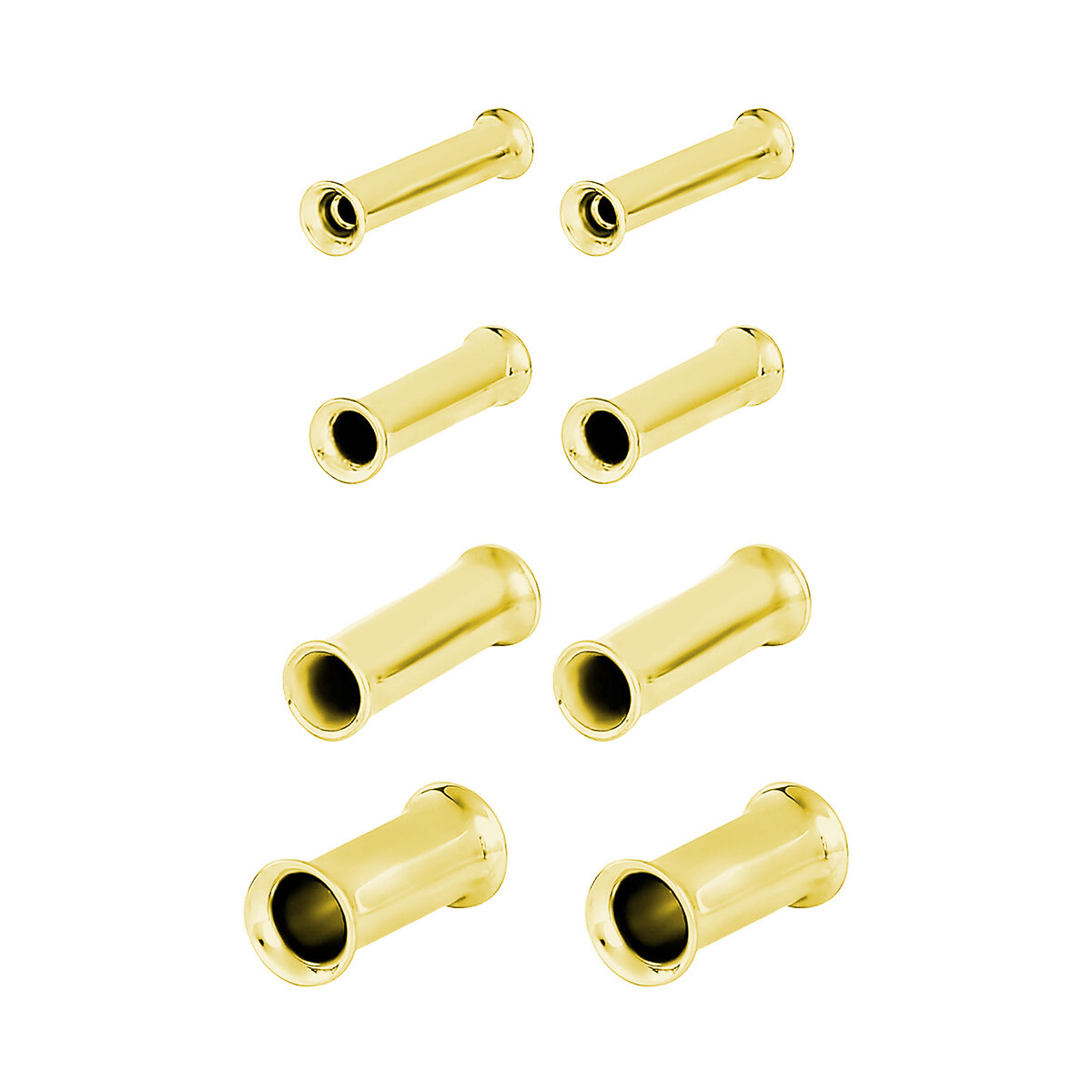 Pair of Surgical Steel PVD Gold Double Flare Ear Tunnels Earlets Gauges Plugs