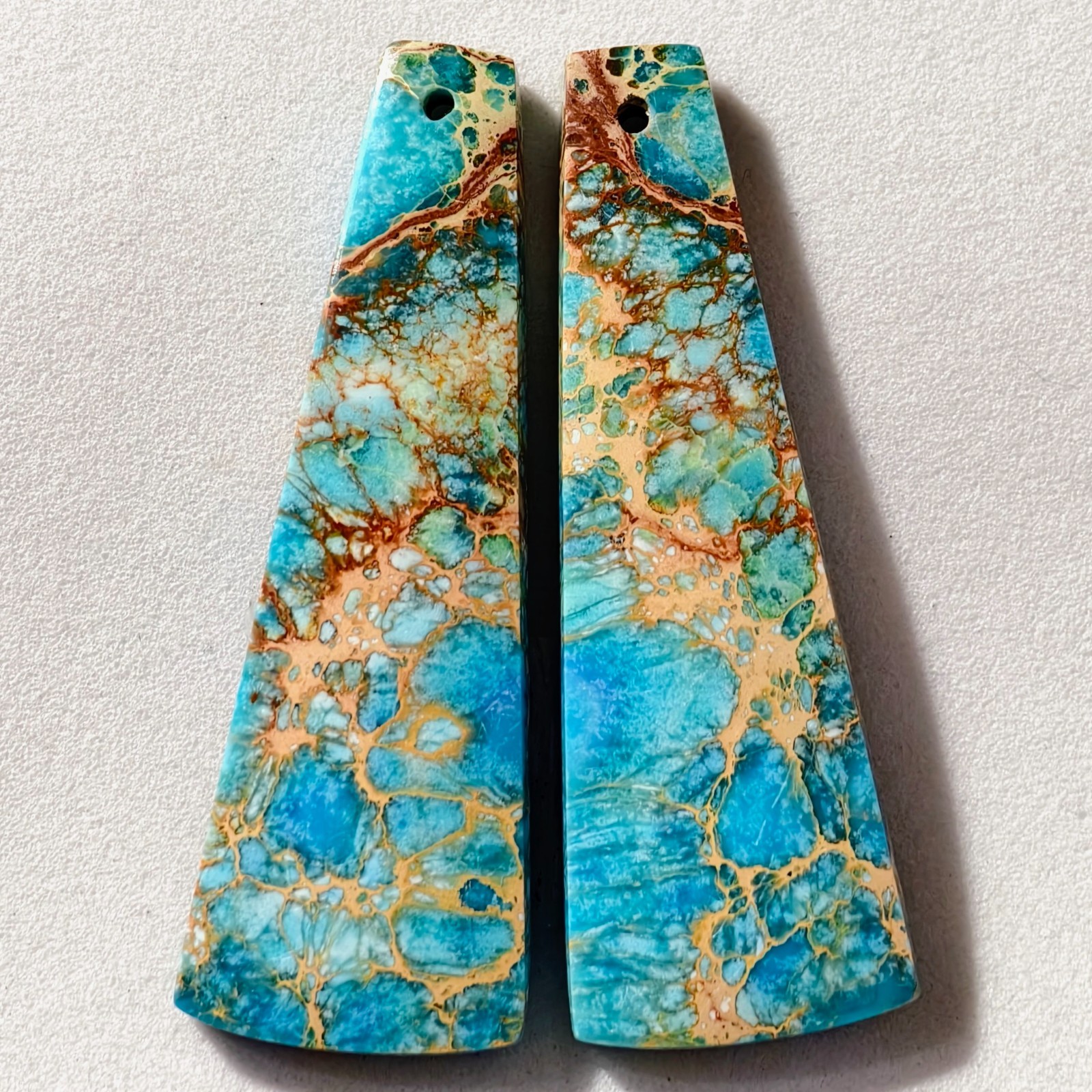 34 Cts Sea Sediment Jasper Drilled Match Pair Cabochon Gemstone 42.5 X 14.7 MM