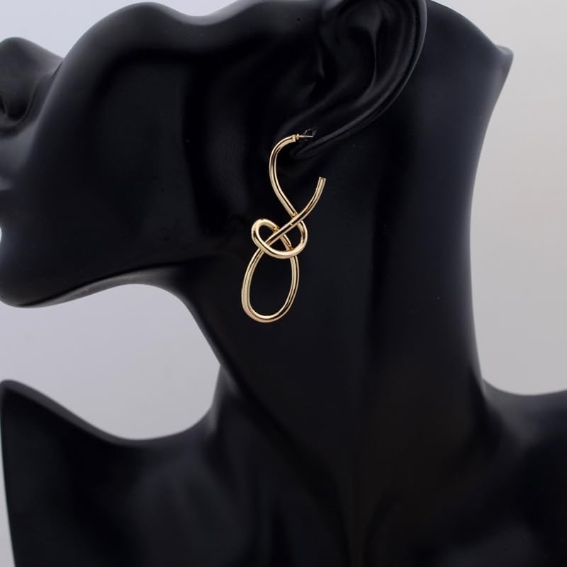 Knot Earrings For Women, 14k Gold Plated Earring Like Music Notation Metallic…