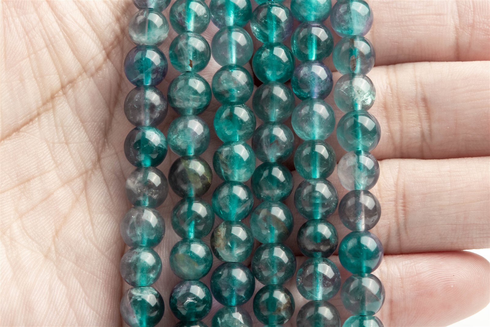 7-8MM Genuine Natural Blue Green Fluorite Beads Grade AA Round Loose Beads