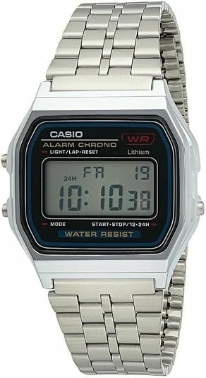 Casio A159W-N1DF Classic Digital Watch Stainless Steel Bracelet Silver Unisex