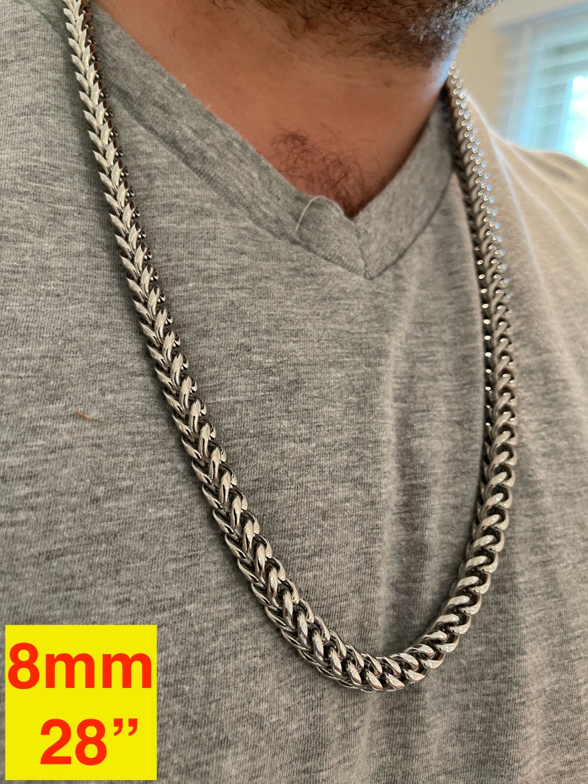 Men’s Franco Chain Stainless Steel Necklace BEST QUALITY! 18-30″ 3-8mm HEAVY!
