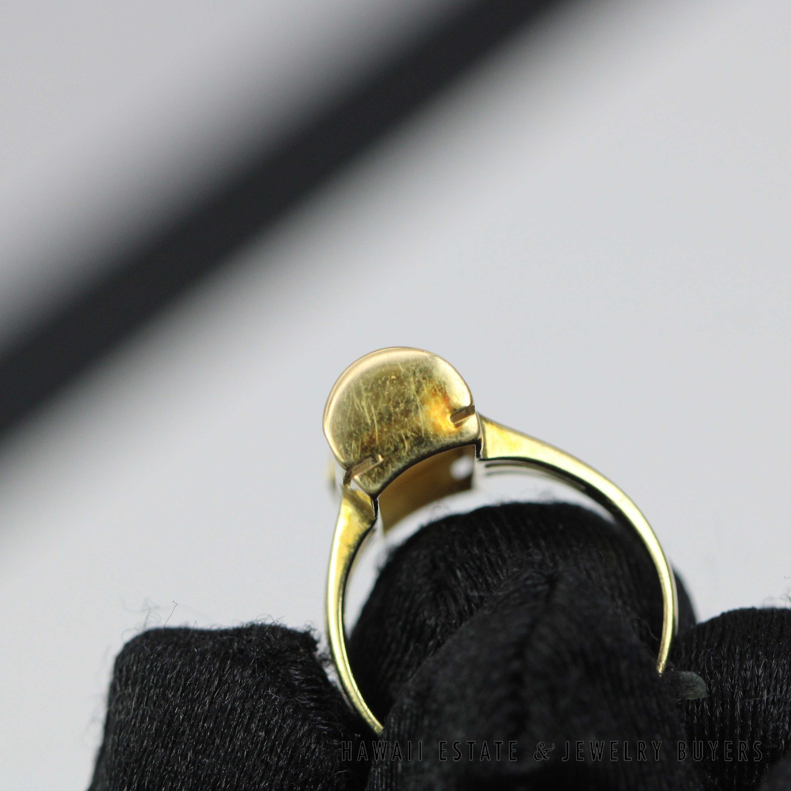 Honey Jade Rectangular Cabochon 14K Yellow Gold Split-Shank Ring Size 6.25