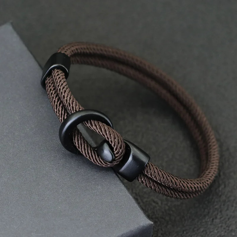 Fabric Rope Magnet Clasp Bracelet Men Outdoor Braided Milan Paracord Jewelry