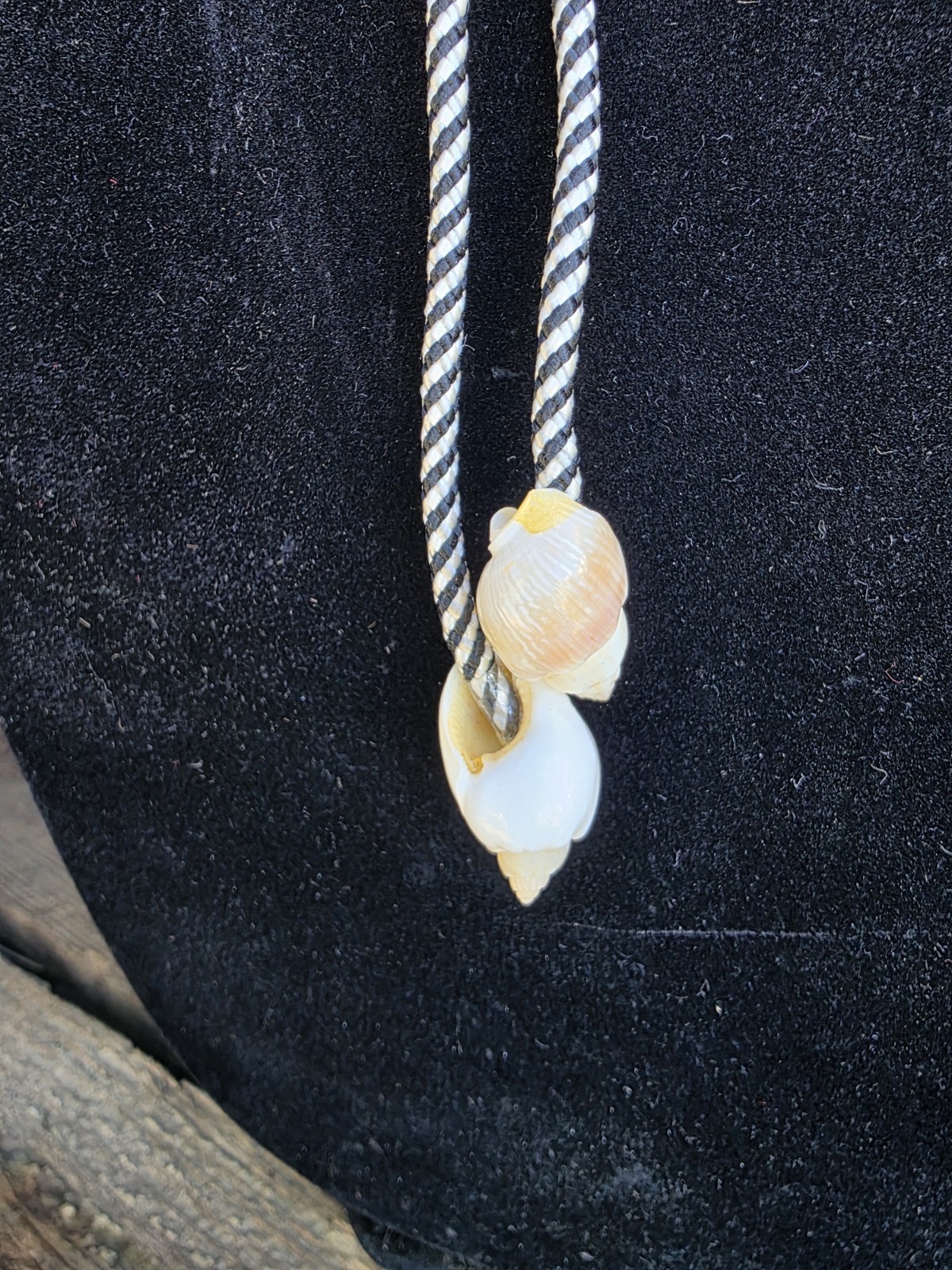 Bolo Tie. . Lavander Stone. Shells. 34″