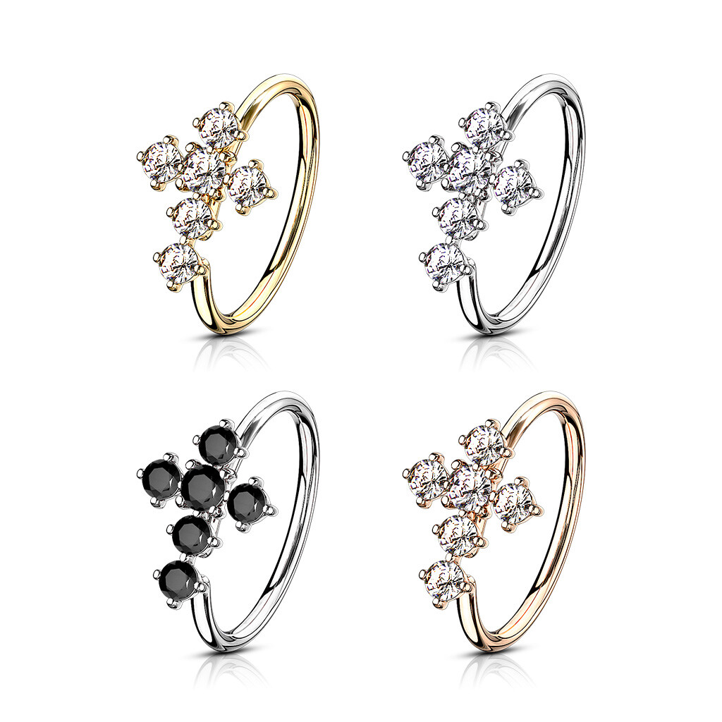 20GA (0.8mm) 5/16″ (8mm) CZ Cross Bendable Nose, Cartilage Hoop Rings N118