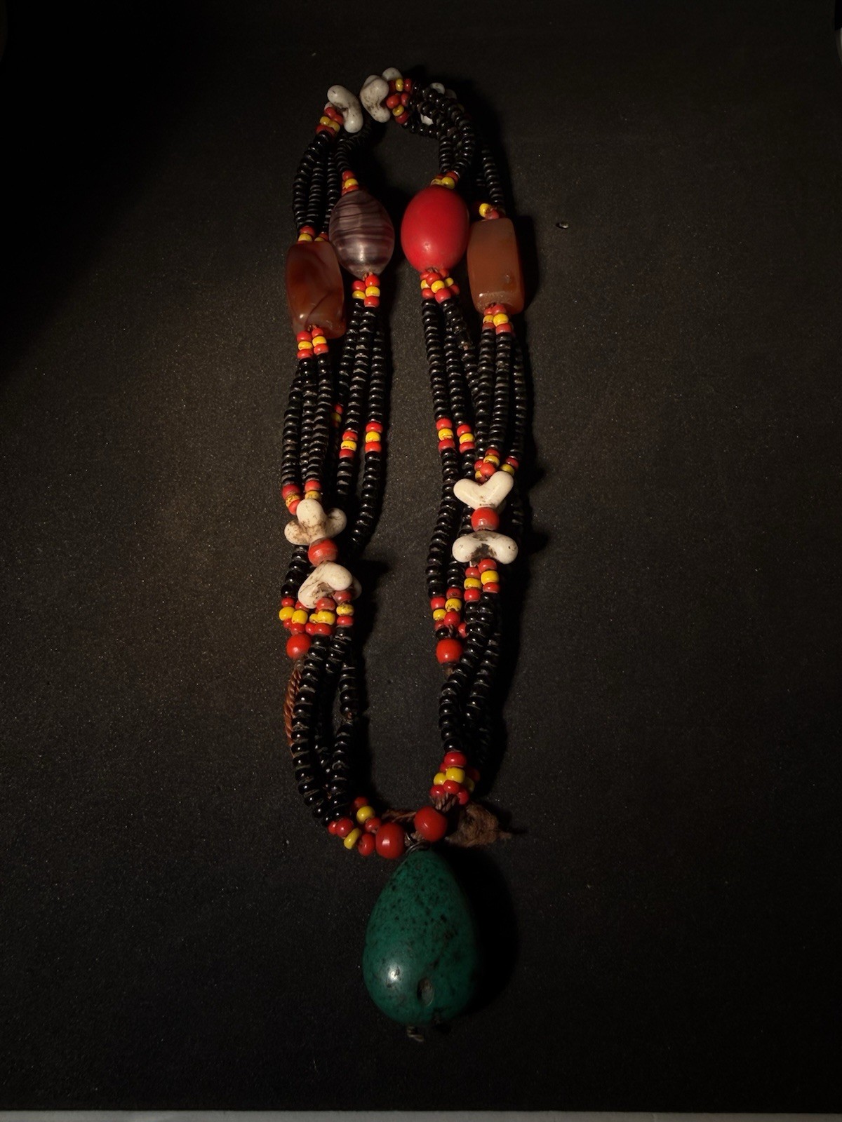 Vintage 26” Tibetan Turquoise & Carnelian Bead Necklace Old Ethnic Tribal