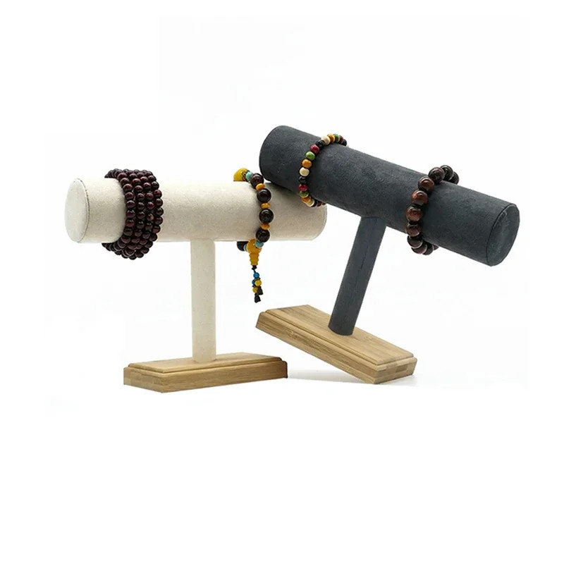 Bamboo Bracelet Display Watch Bangle Jewelry Holder Stand T-Bar Rack Organizer