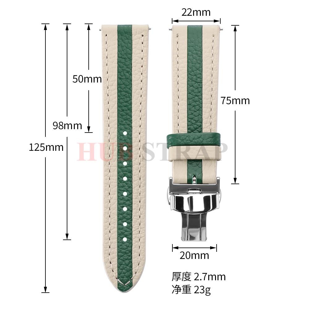 Genuine Calfskin Leather Watch Strap 20mm 22mm For Omega Seiko Butterfly Buckle