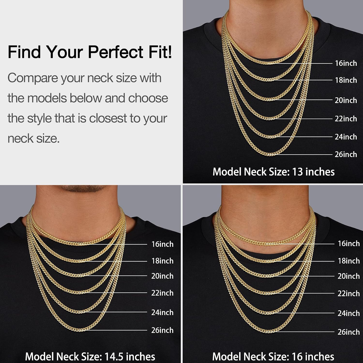 925 Sterling Silver Chain for Men, 18K Gold Plated 4mm Miami Mens Cuban Link Cha