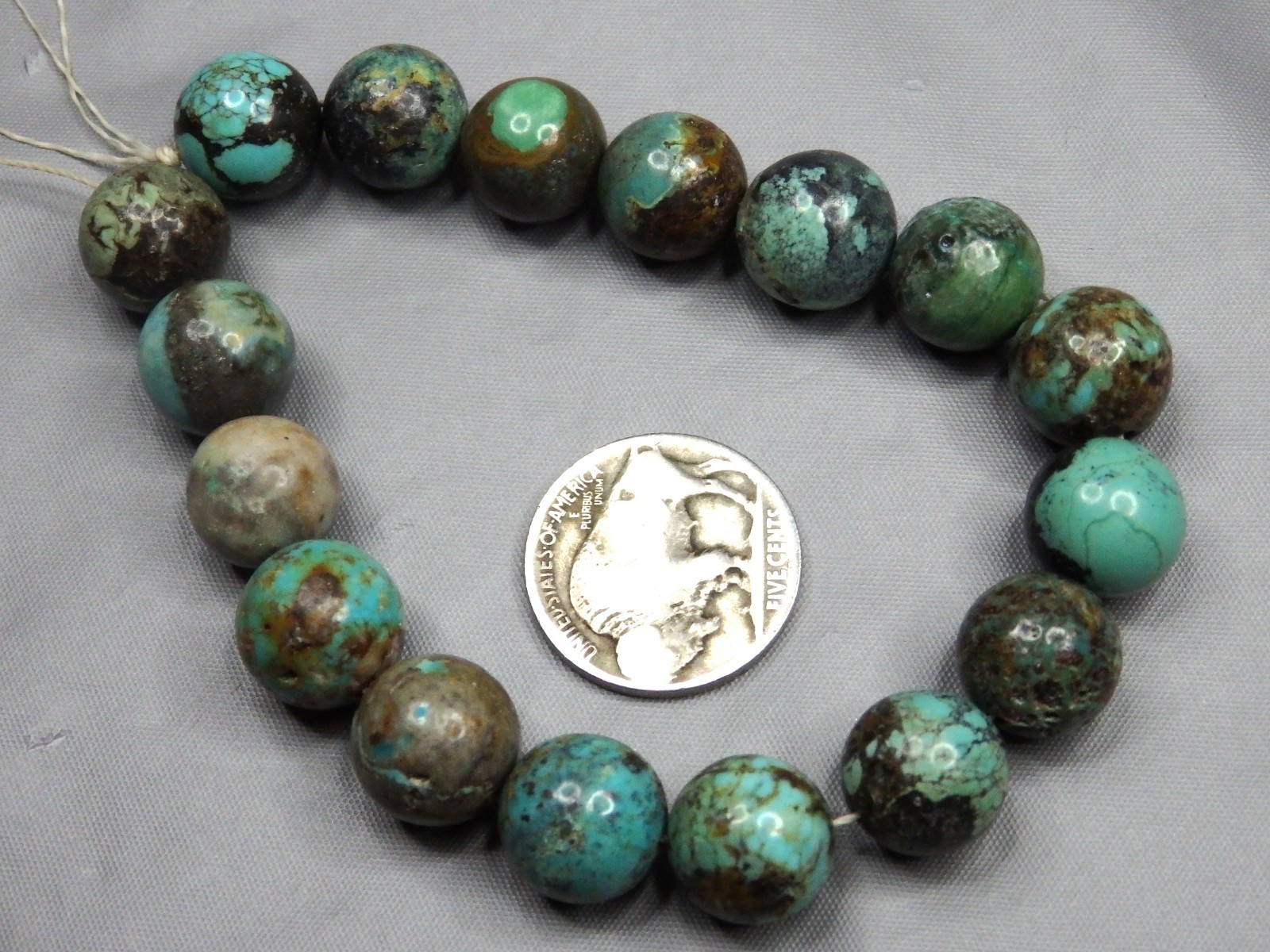 Genuine HUBEI TURQUOISE 11.5-12mm Round Beads 8″ Strand 176cts