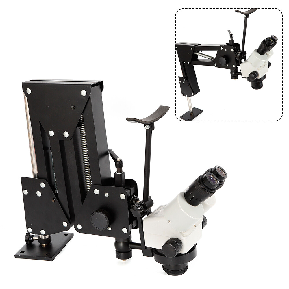 7x-45x Zoom Micro Inlaid Mirror Multi-directional Microscope+Stand Jewelry Tool