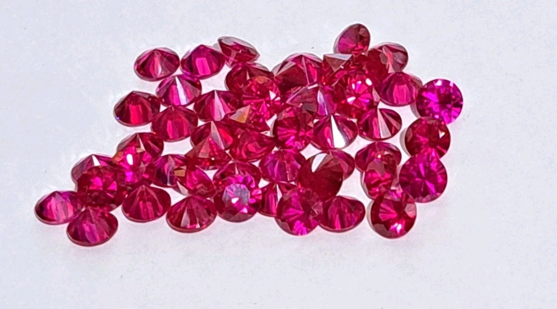 10 Pieces 6.5 mm Round Ruby Color Synthetic CZ Cubic Zirconia Loose Stones