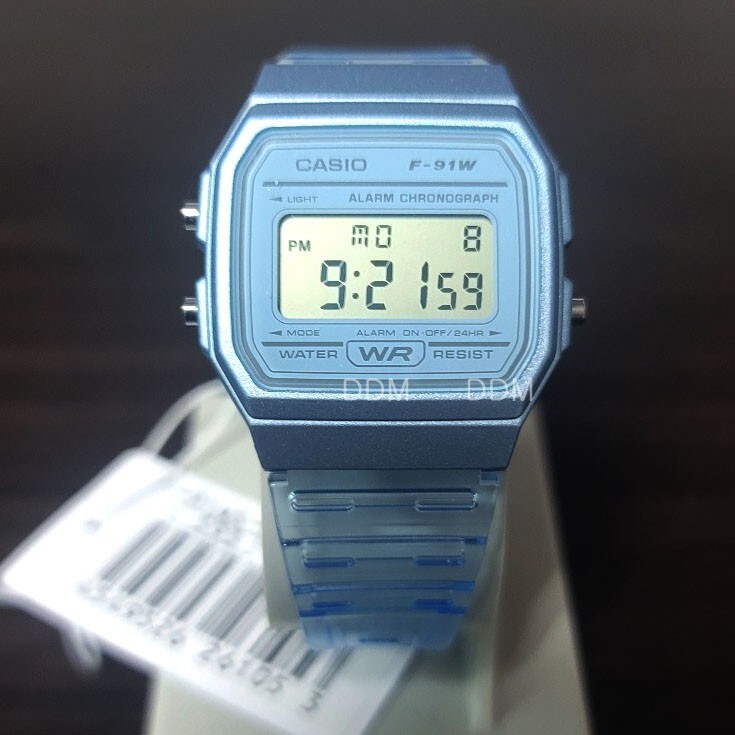 CASIO Unisex Vintage Retro Watch Original New F-91WS-2D Blue Resin Strap