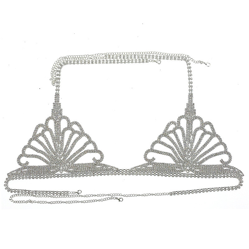 Women’s Rhinestone Chain Lingerie Bra Thong Set Bikini Body Jewelry Chain Gift！！