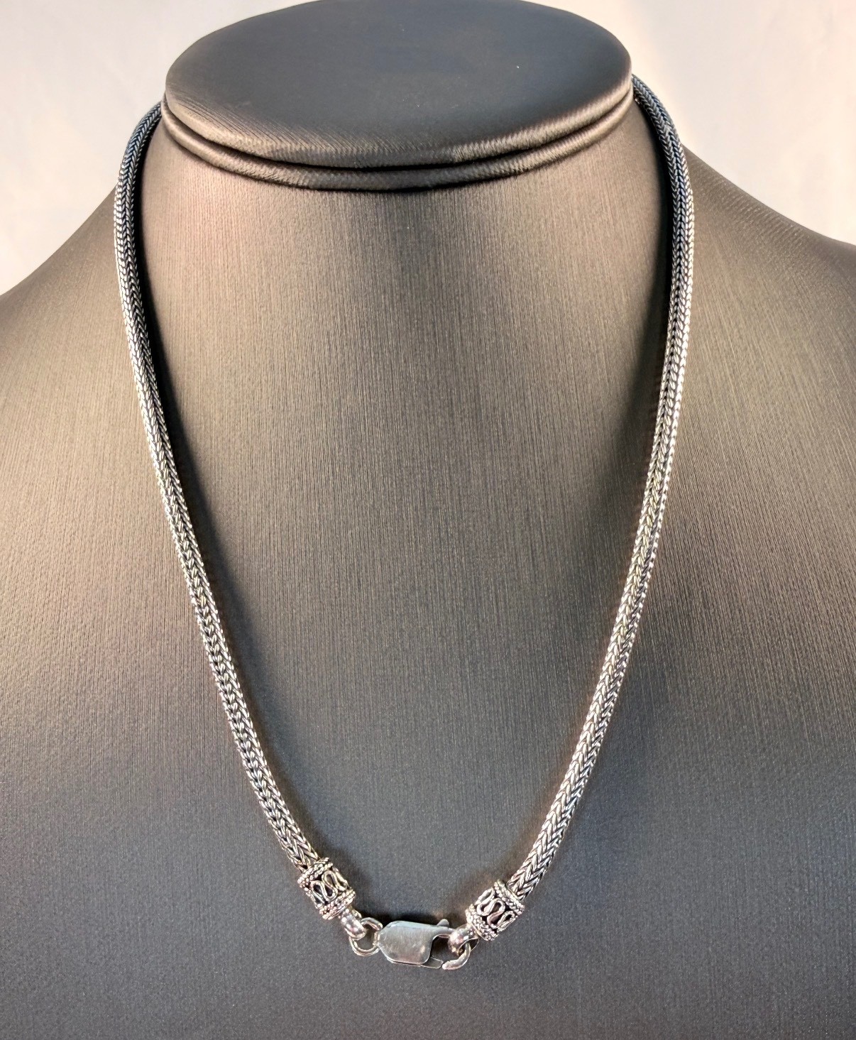 Sterling Silver 925 Tulang Naga Weave Necklace Chain Braided Design 18″ – 22g