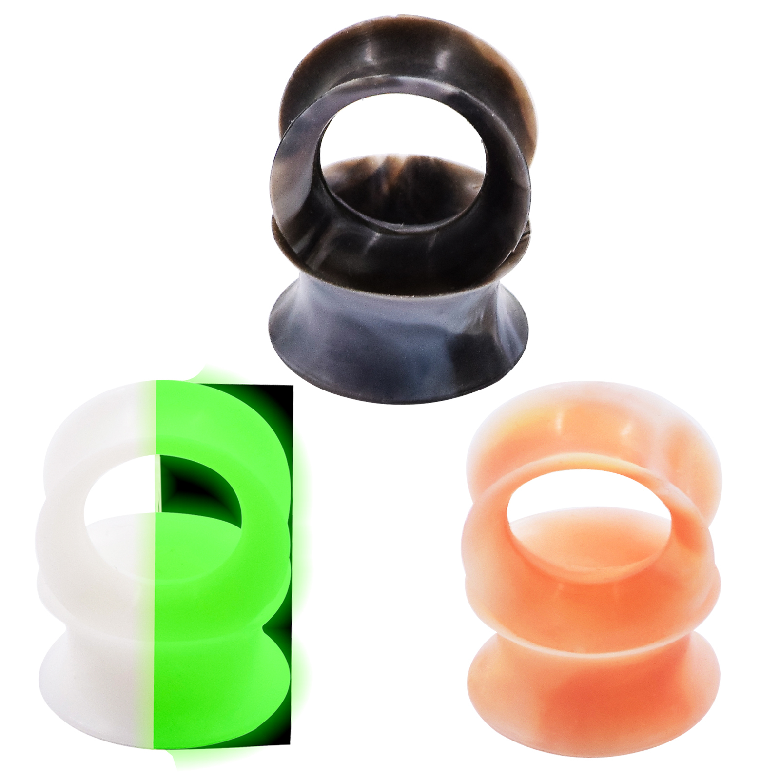 3 Pairs Thin Silicone Ear Skin Flexible Flesh Tunnels Plugs Ear Gauges Earlets