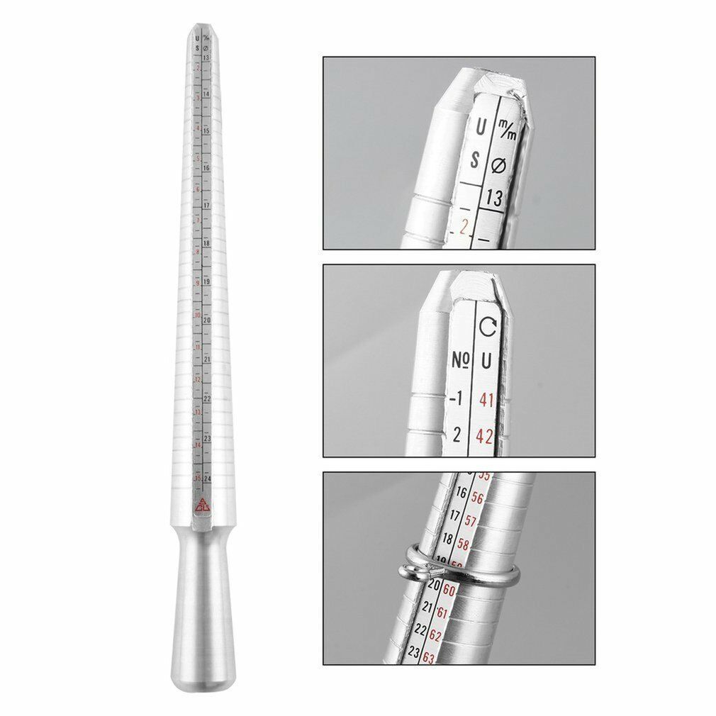 Ring Sizer Set Metal Mandrel Steel Gauge Kit Finger Size Measure Sizing Tools HO