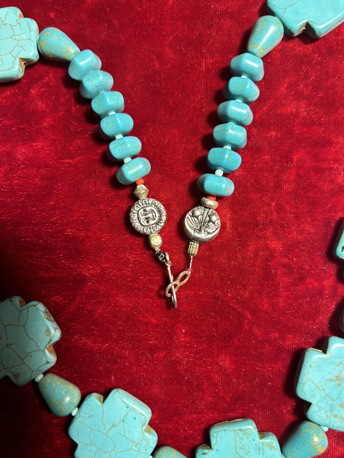 24 Inch Long Vintage India Turquoise necklace. # MP.