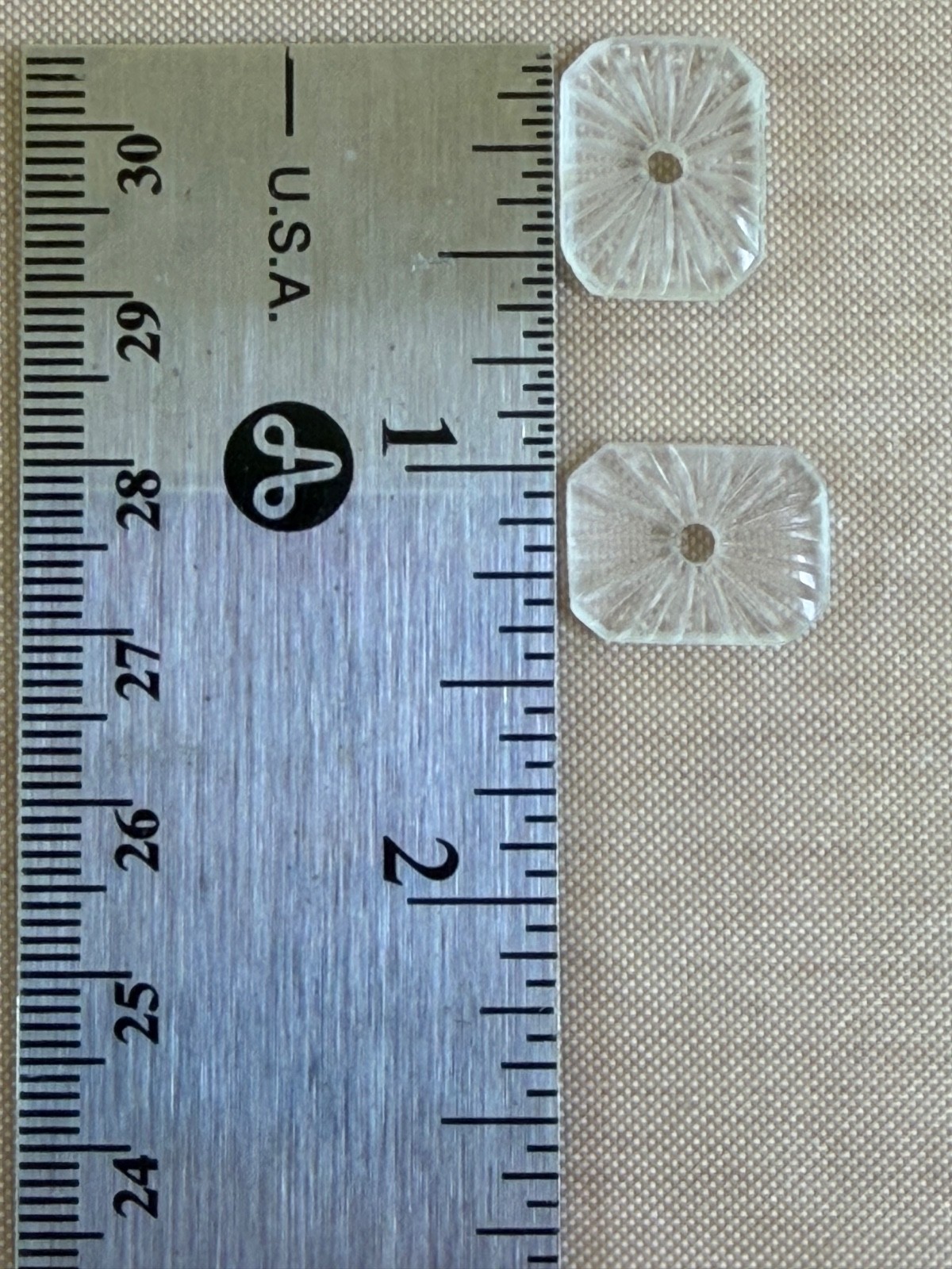 20 Vintage Art Deco 16.3 x 12.2mm Domed Flat Back Frosted Glass Sunburst Stones