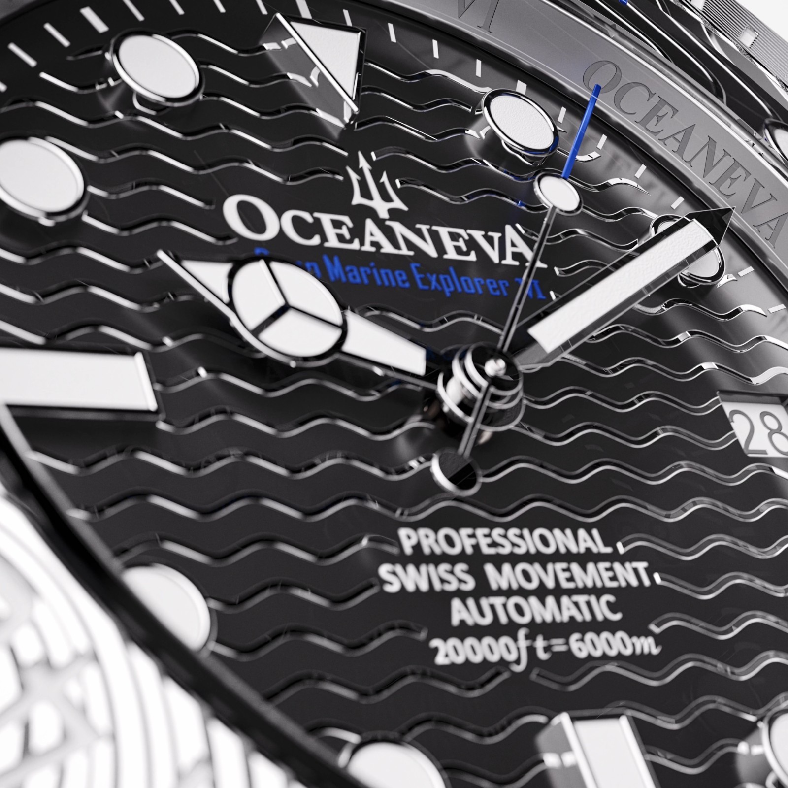 Oceaneva 6000m Grade 5 Titanium AUTOMATIC Watch SWISS MOVEMENT Black