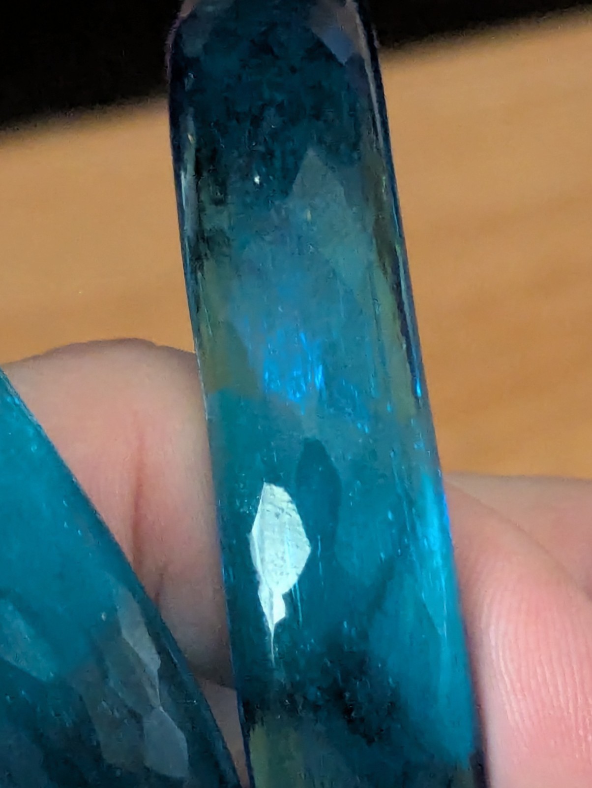 Blue Polished Hydroglass Topaz Bracelet Bangle 61mm (single one)