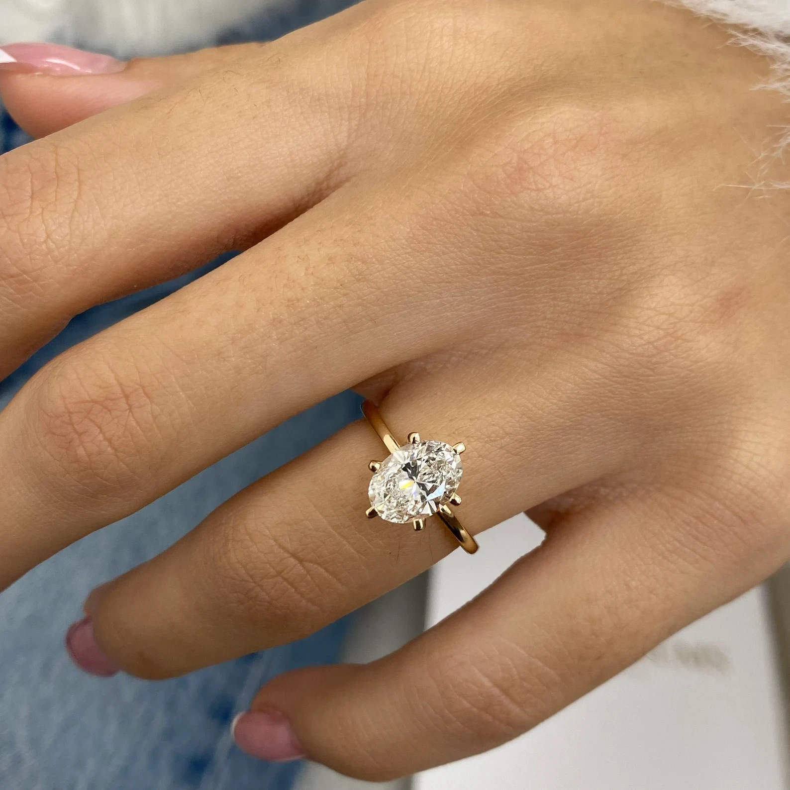 1.50 Ctw Oval Cut Real Moissanite Solitaire Proposal Ring 14K Yellow Gold Plated
