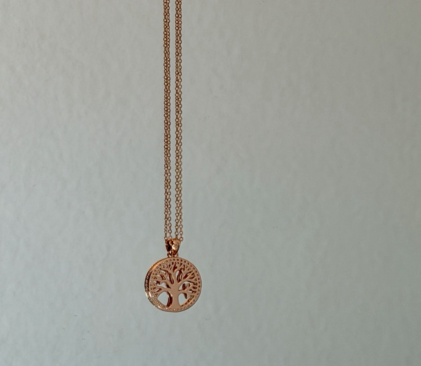 Rose Gold–Tone S925 Sterling Silver Tree of Life CZ Pendant Necklace