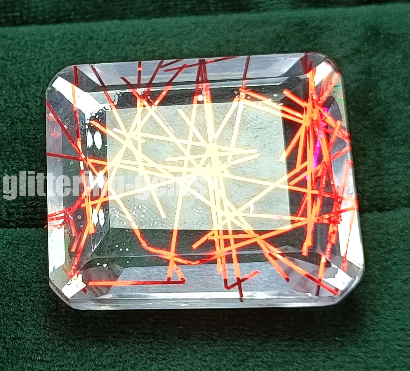 Natural Red Rutilated Quartz 120Ct Emerald Cut Loose Gemstone IGL Certified 5DNB