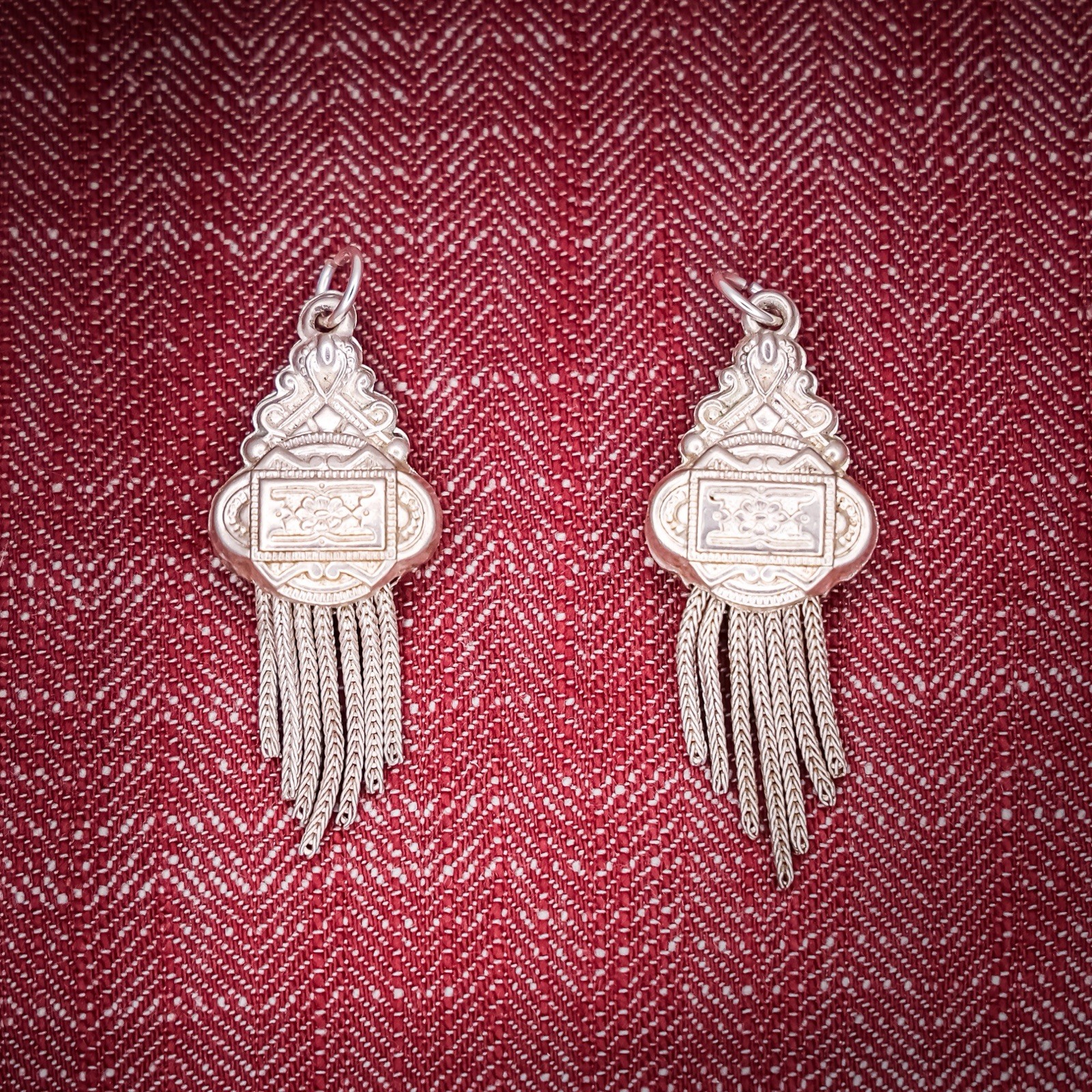 Antique French Puffy Tassel Charm Sterling Silver Die Struck 19th Century Floral
