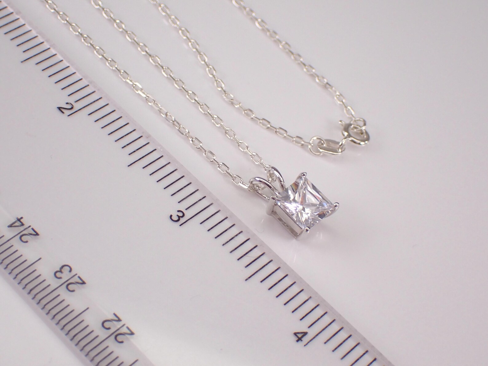 1.35 Ctw Princess Cut Moissanite Pendant For Women 14k White Gold Plated.
