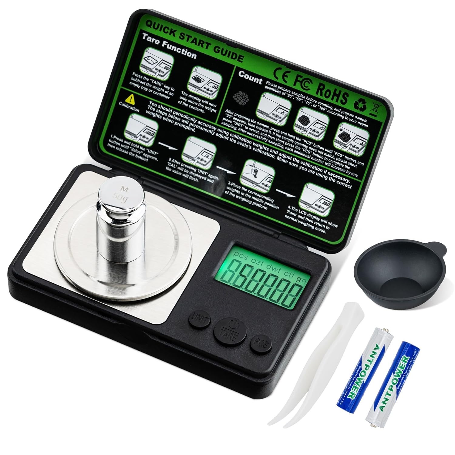 Mini Milligram Scale, 50G/0.001G Portable Jewelry Scale, Digital High Precision