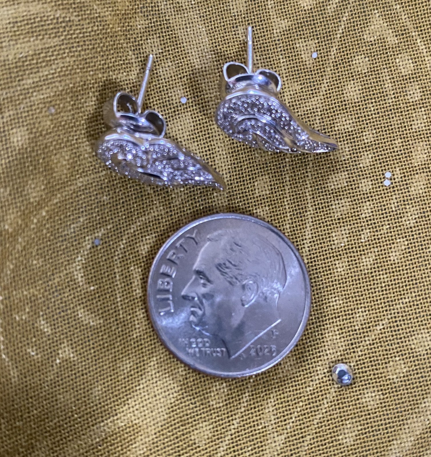 925 Silver ANGEL WINGS Earrings Stud Pierced