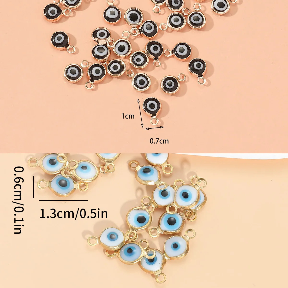 40Pcs/Lot LUCKY EYE Turkey Evil Eye Gold /Silver Color Tone Charms Connectors Be