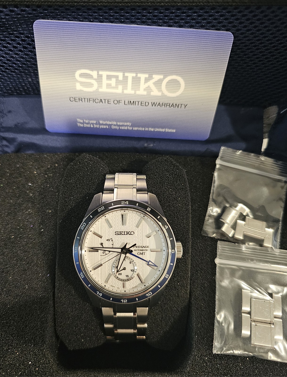 Seiko Presage GMT White Men’s Watch – SPB269 – Complete Set & Links