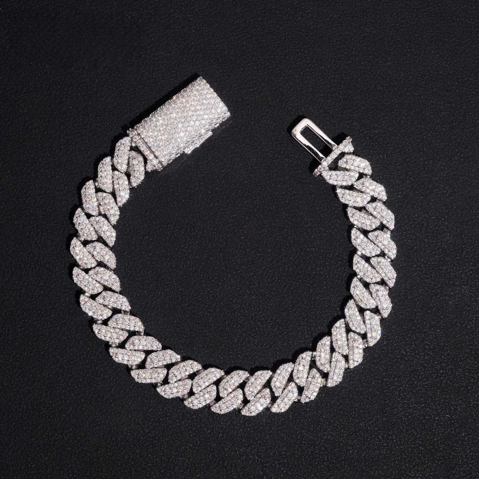 Bracelet 10mm Hip Hop VVS Moissanite Bracelet Brass Moissanite Cuban Link Bracel