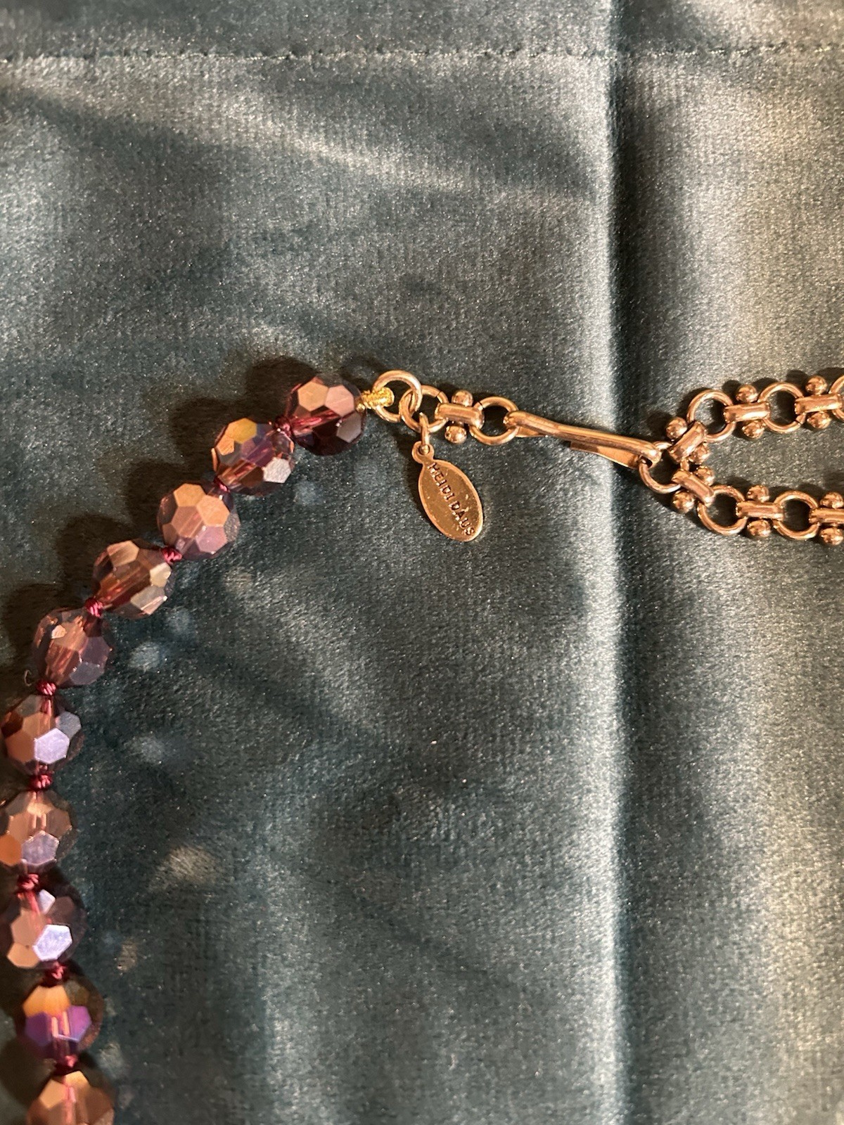 Heidi Daus “Well Connect” Swarovski Merlot Crystal Pendant Glass Beads Necklace