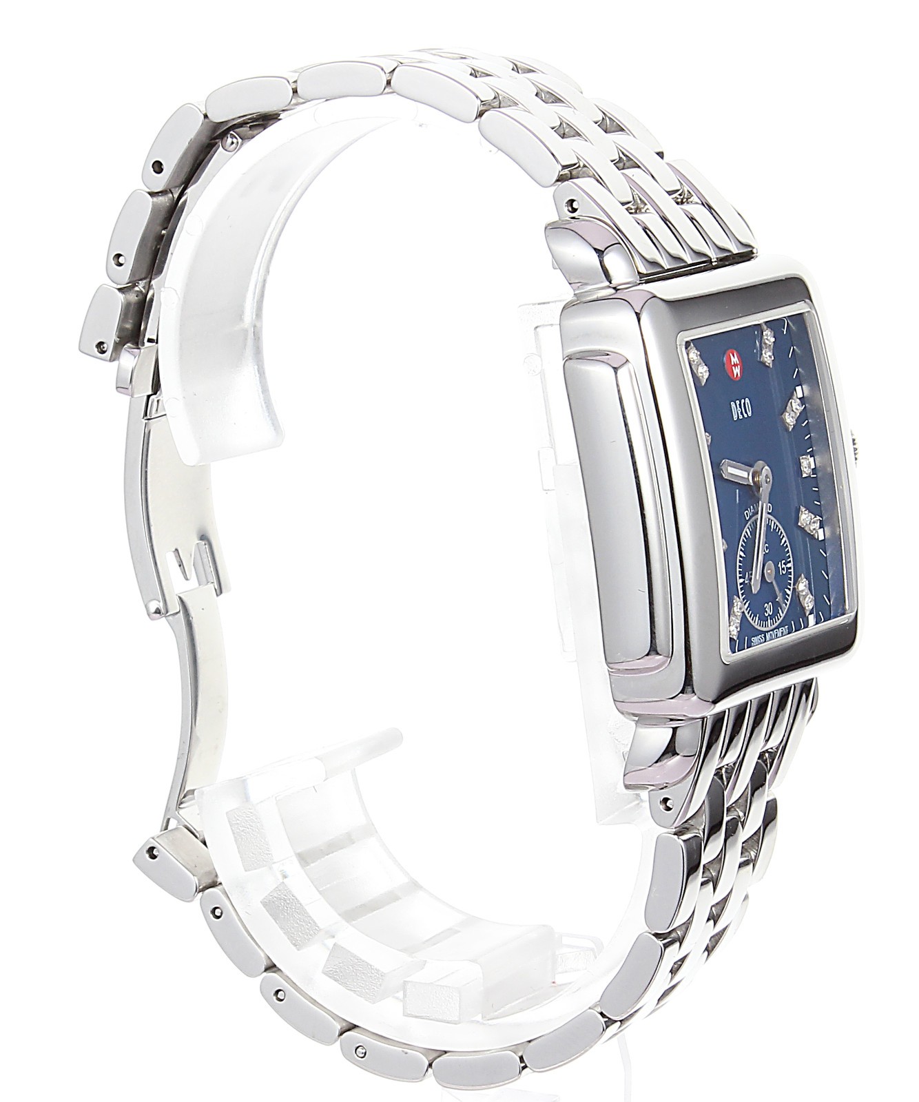 DISPLAY MODEL MICHELE DECO MID DIAMOND BLUE DIAL LADIES 29MM WATCH MW06V00A0956