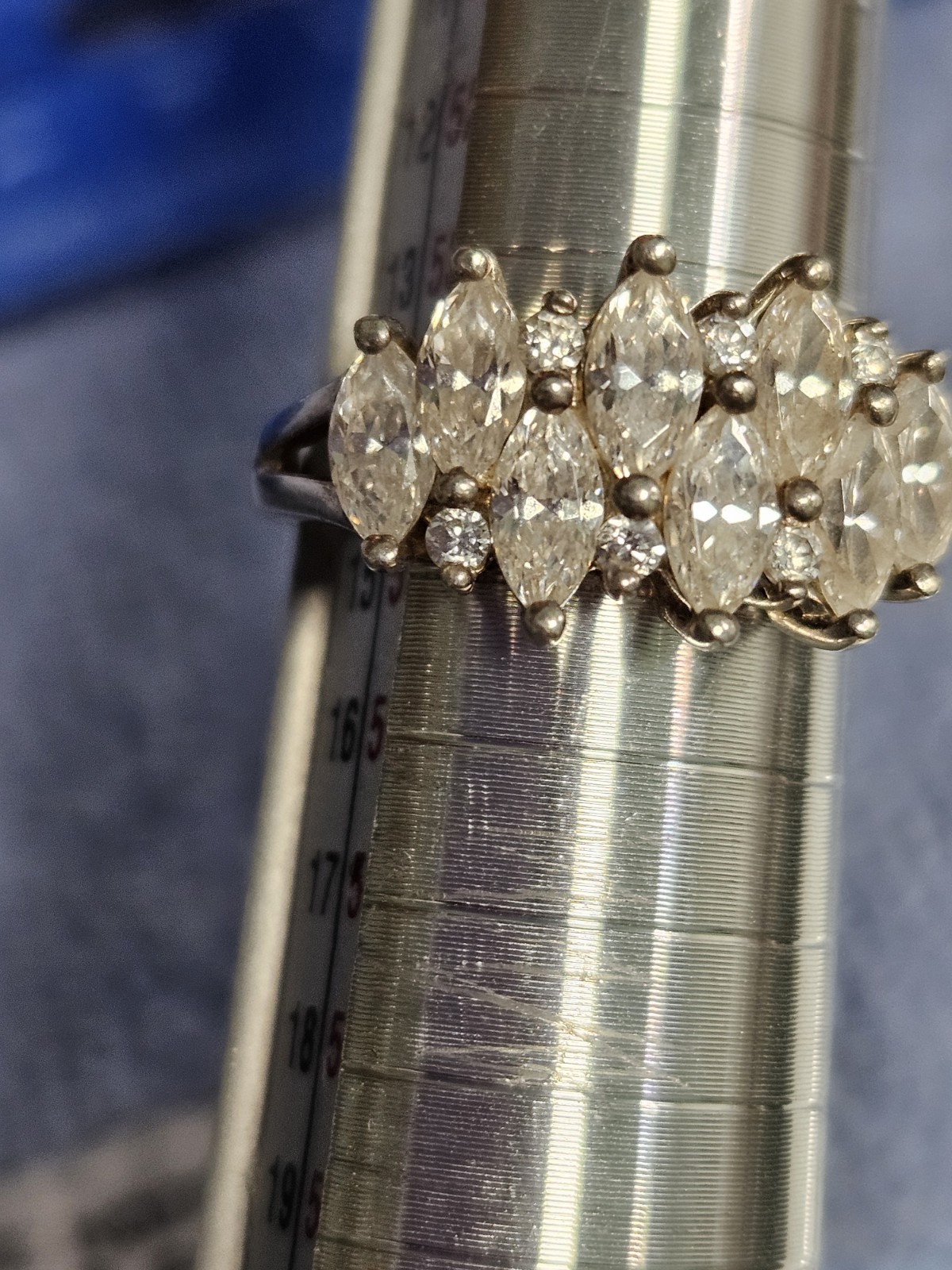 DQCZ Diamonique 925 Silver Cocktail Ring CZ Marquise SZ 7, 4g Free Shipping