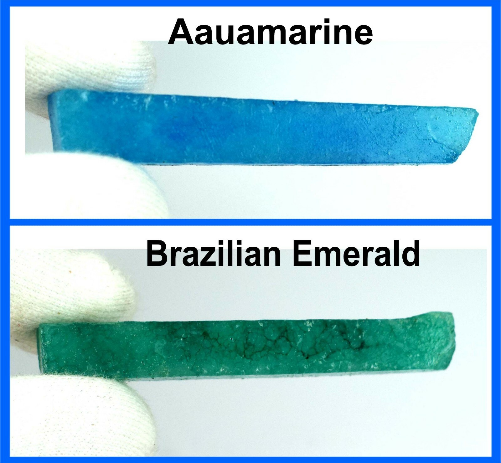 Emerald & Aquamarine Gemstone Slice Rough Pair 120 Ct Natural Brazilian AD250