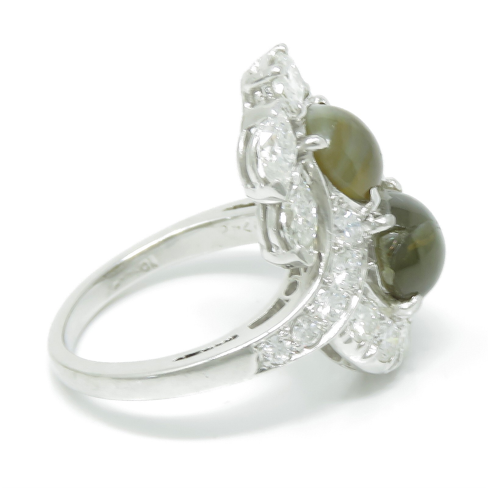 NYJEWEL Platinum 6ctw Cat Eye Chrysoberyl & Diamond Ring w serial #