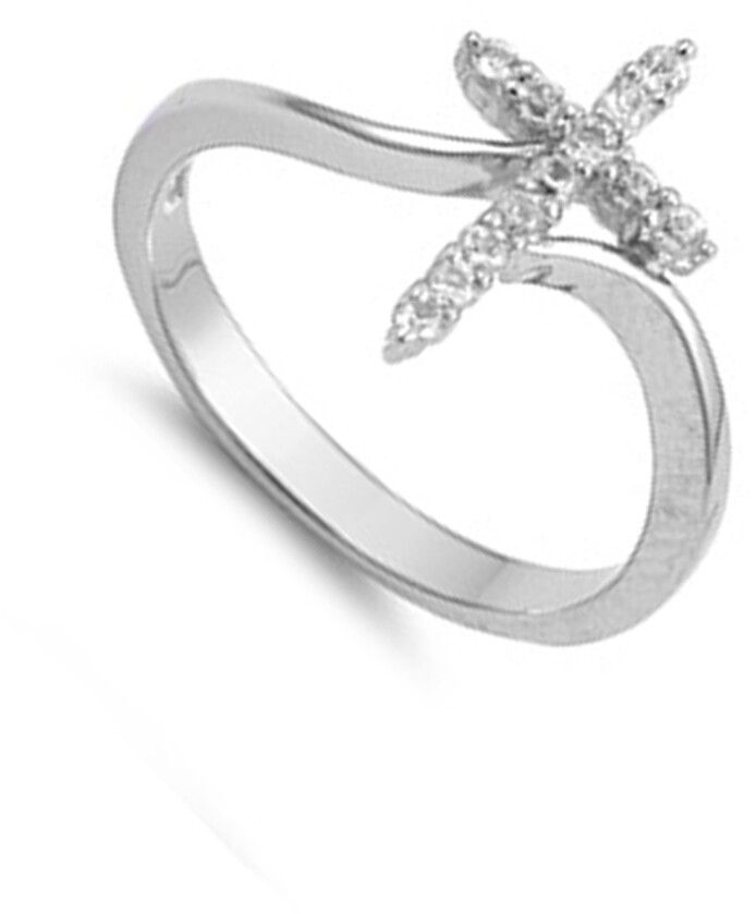Sterling Silver Woman’s Clear CZ Cross Ring Unique 925 Band 15mm New Sizes 3-13