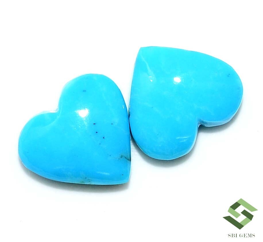 10×10 mm Natural Turquoise Heart Shape Cabochon Pair 4.94 CTS Loose Gemstones