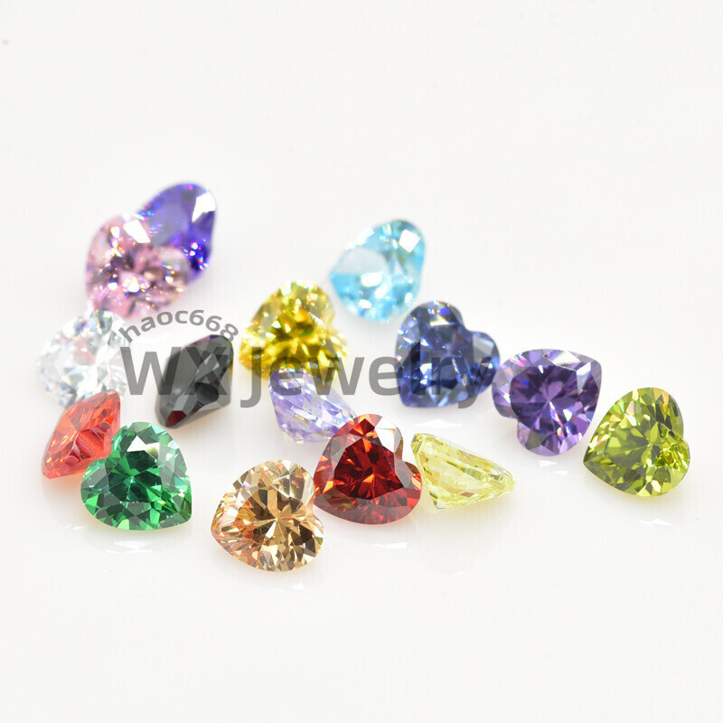 3×3-10x10mm Heart Cut 15pcs each color 1pcs ,Loose cubic Zirconia Stone