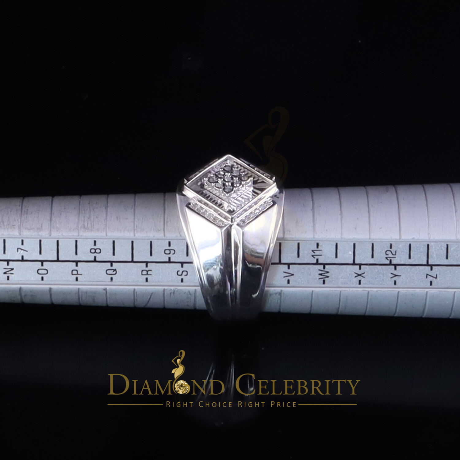 0.09ct In 925 Sterling Silver White Round Cut Men’s Solitaire Diamond Ring SZ 10