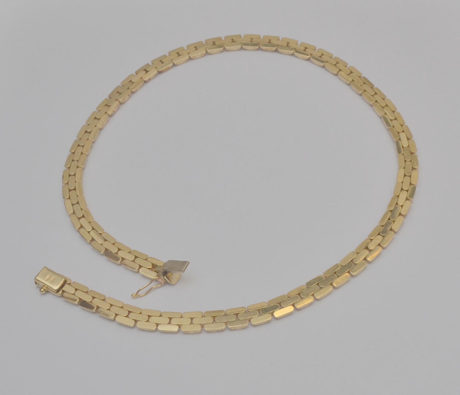14K Yellow Gold Panther Link Necklace 7.5 mm 17.75″ Box Clasp C8