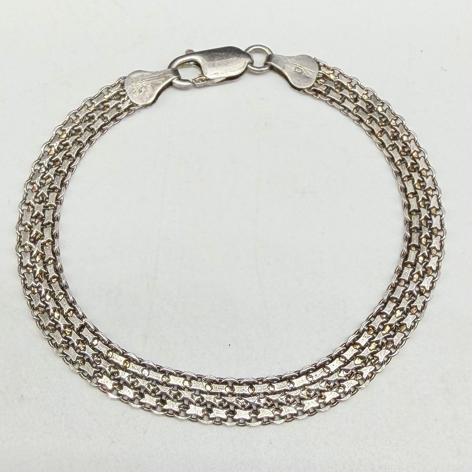 Vintage OTC Italy Sterling Silver 6mm Bismarck Chain 7″ Bracelet Lobster 6.4g