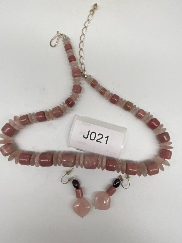 Jay King DTR Mine Finds Necklace & Earrings Pink Rondellelle .925 Graduated 19″