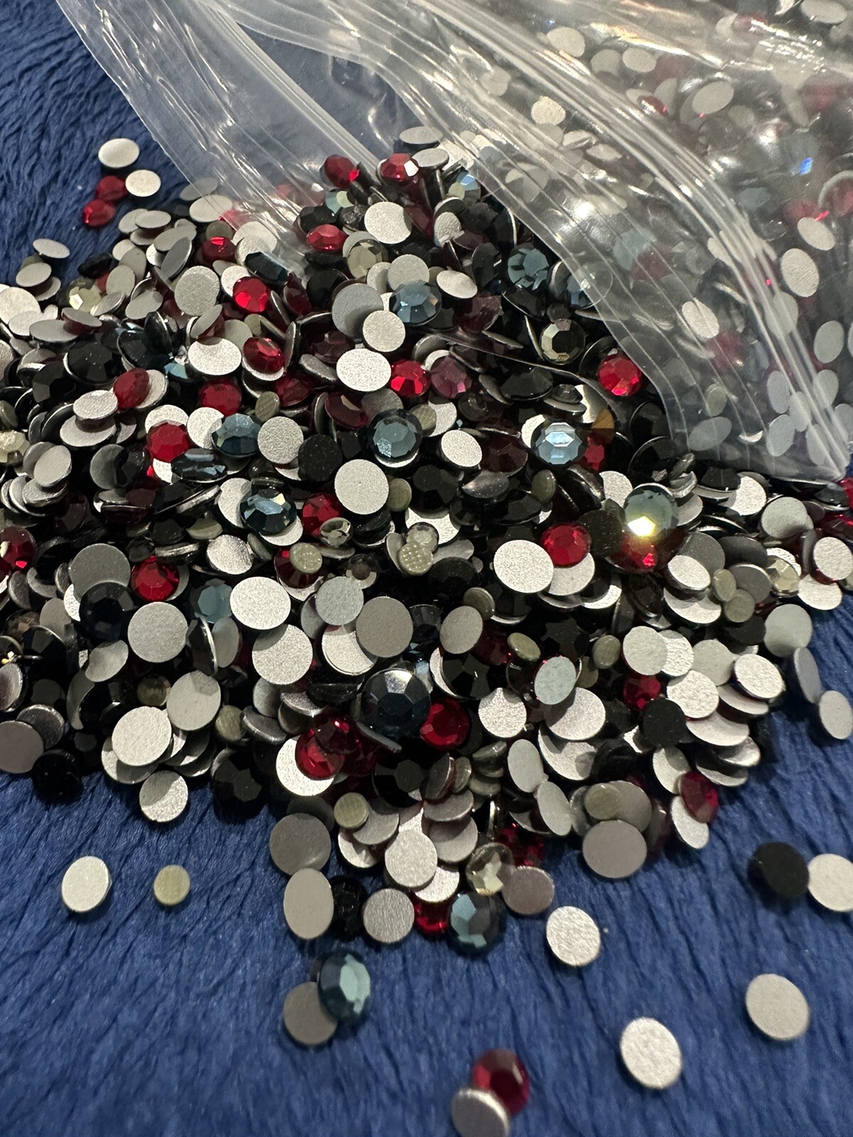 Preciosa Flat Back Rhinestone, Ruby, Black, Amethyst, Topaz. 11.4oz. 2.5x4mm