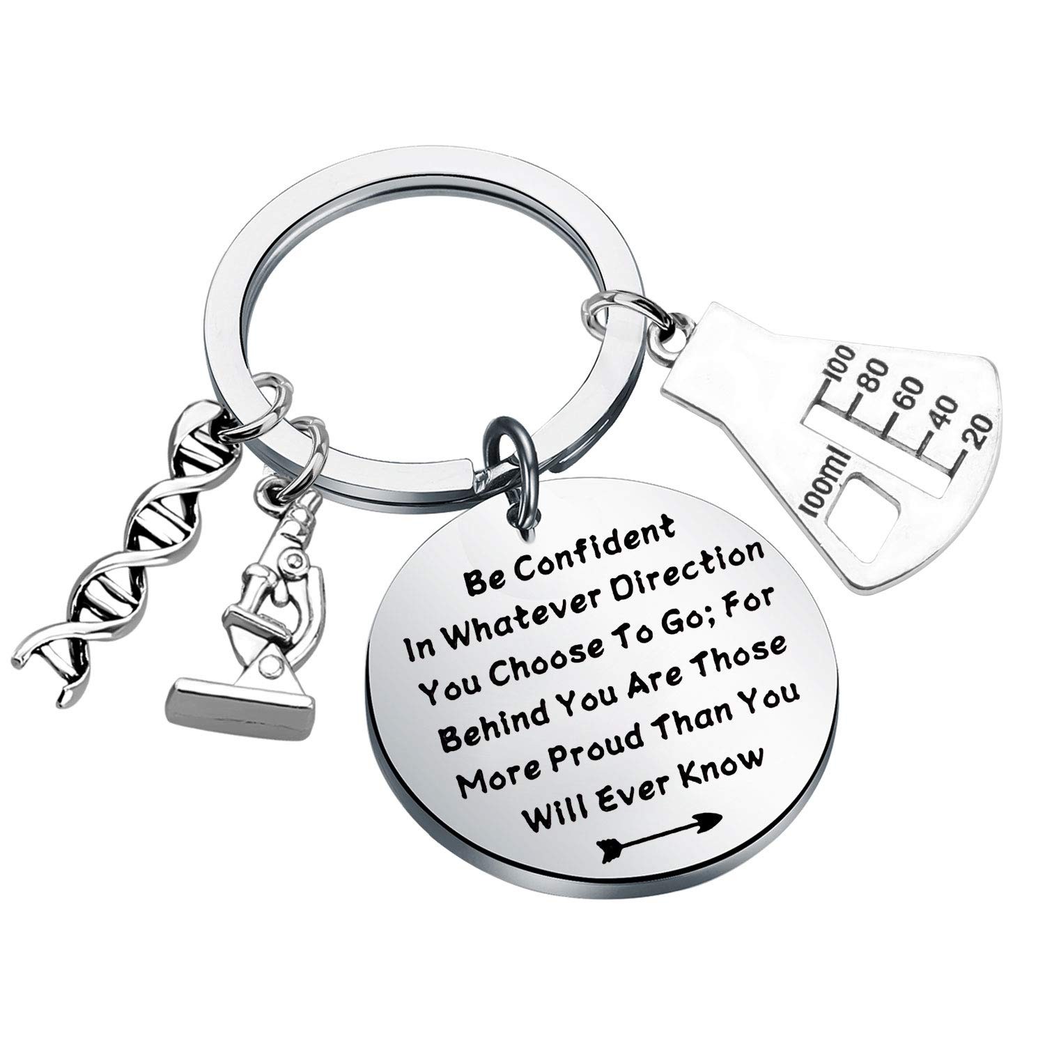 DNA Double Helix Charm Microscope Charm Keychain Chemistry Biology Gift Be Confi